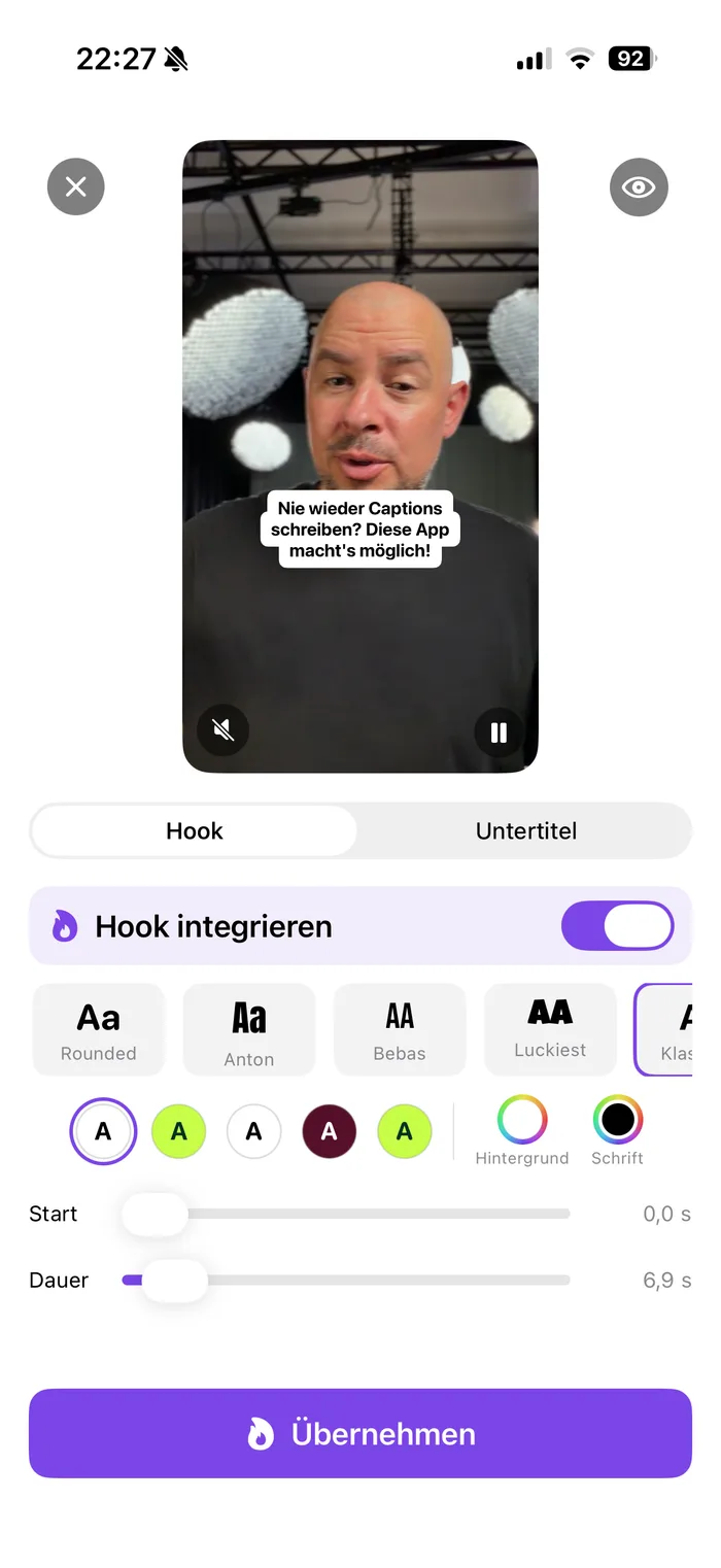 CaptionHook: Hook-Editor, der den Hooktext direkt ins Video integriert